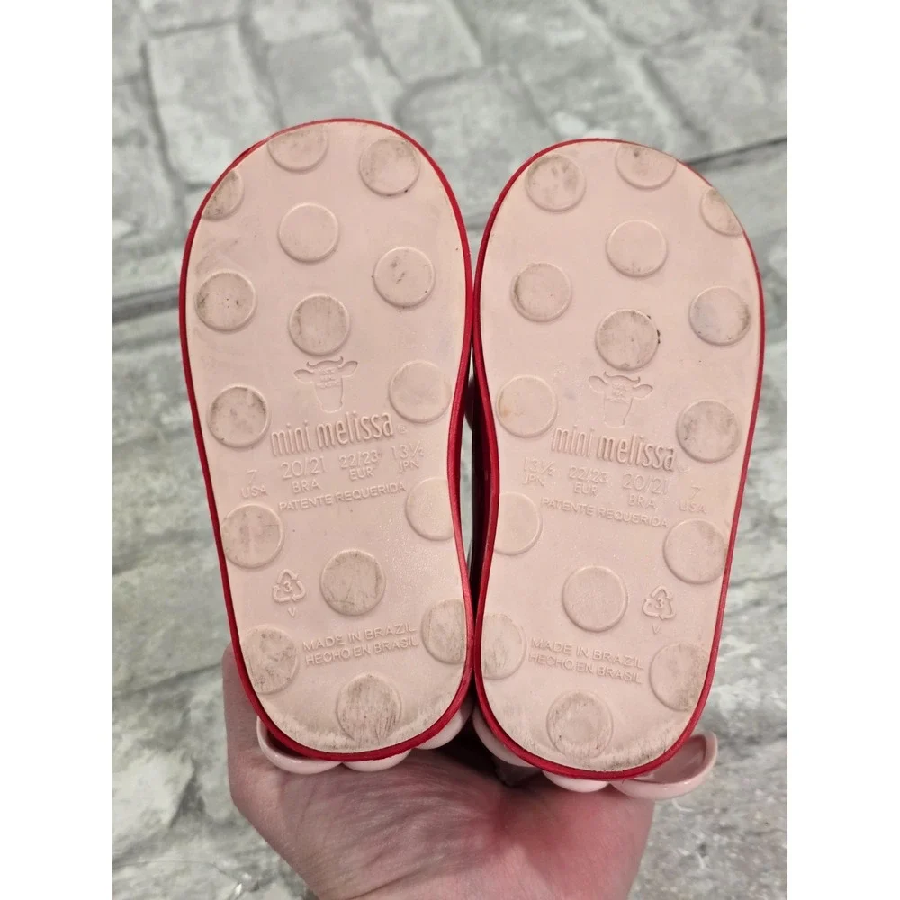RED AND PINK Mini‎ Melissa Jelly Hello Kitty Slip-On SIZE 7 toddler Preowned